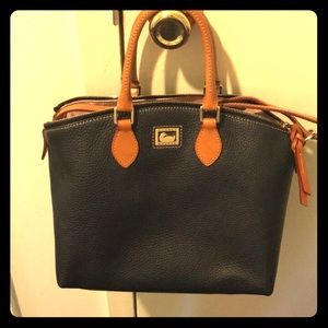 Dooney & Bourke satchel - navy and brown leather